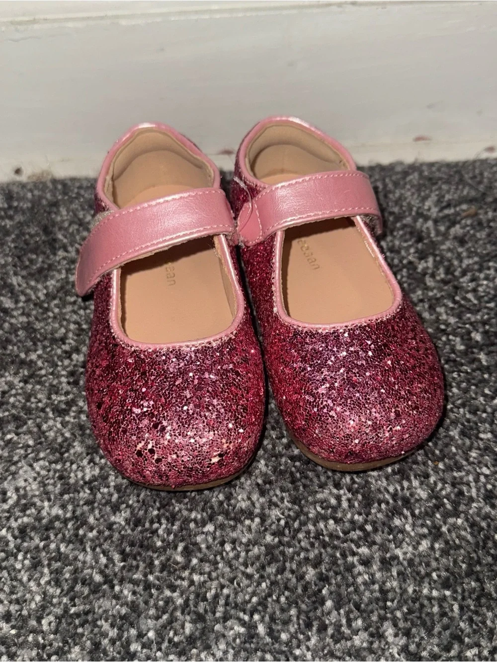 Toddler Girls Pink Glitter Mary Jane Shoes - Sparkle Finish size 7